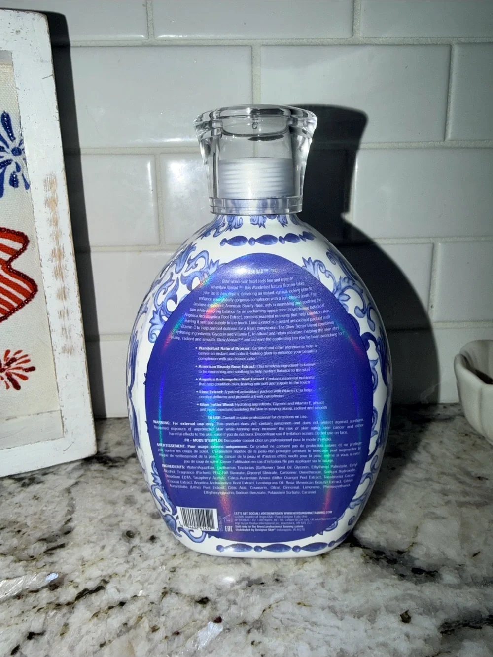 Wanderlust Natural Bronzer Lotion - Blue & White